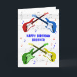 Brother Guitares Carte Anniversaire<br><div class="desc">Une belle carte d'anniversaire pour un frère. L'art coloré de guitare électrique avec une échelle de musique dans l'arrière - plan. On ne peut pas avoir trop de guitares. Une carte d'anniversaire de guitare très cool, célèbre l'énergie et le pur plaisir de cet instrument musical. Une carte d'anniversaire parfaite pour...</div>