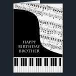 Brother Piano et Musique Anniversaire<br><div class="desc">Une carte d'anniversaire pour un frère qui est en piano. Un piano à queue avec les touches en bas de la carte. Une feuille de musique remplit l'arrière - plan. Une grande carte pour quelqu'un qui aime la musique. Il ne s'agit PAS d'une carte musicale, il ne joue PAS de...</div>