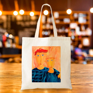 Brothers Contemporary Art Painting Tote Bag