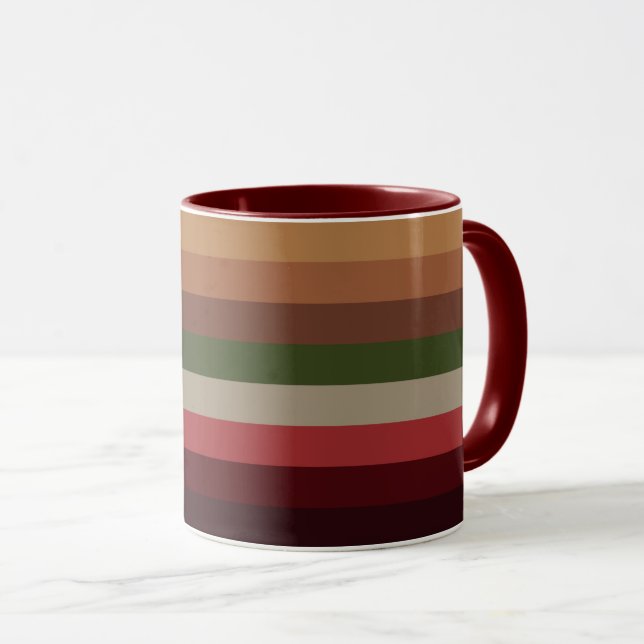 Brouillard chaud d'automne rayures café Mug (Devant droit)
