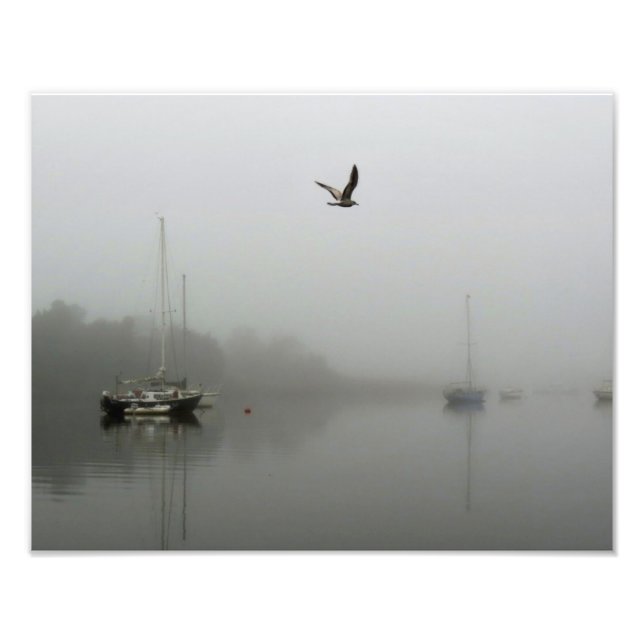 Brouillard matinal avec voiliers Photo Print (Devant)