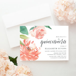 Brouillard Peony   Quinceanera Invitation