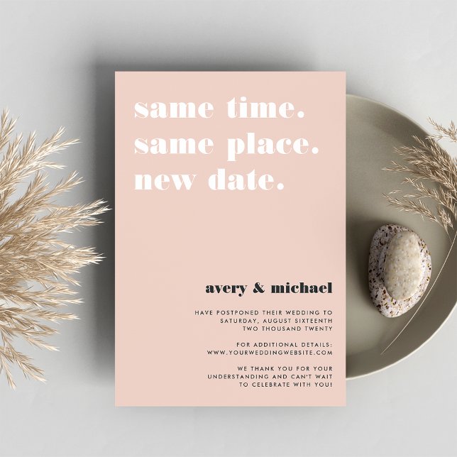 Brouiller | Faire-part de report Mariage moderne (Créateur téléchargé)