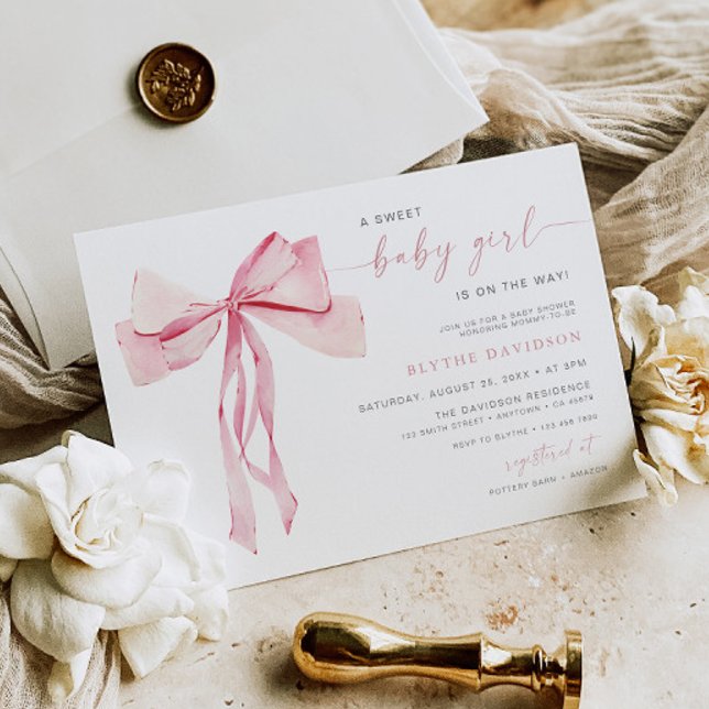 Broussailler Baby shower Invitation Girl rose Ruba (Créateur téléchargé)