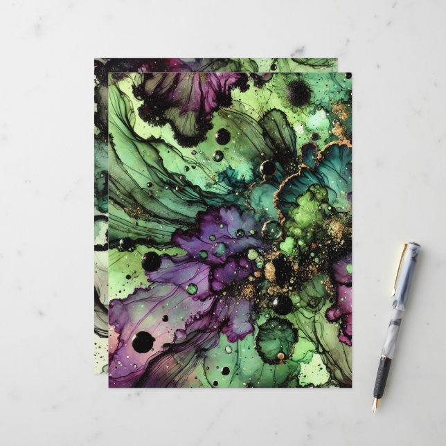 Brow Halloween Witch’s Alcohol Ink Scrapbook (Devant/Arrière en situation)