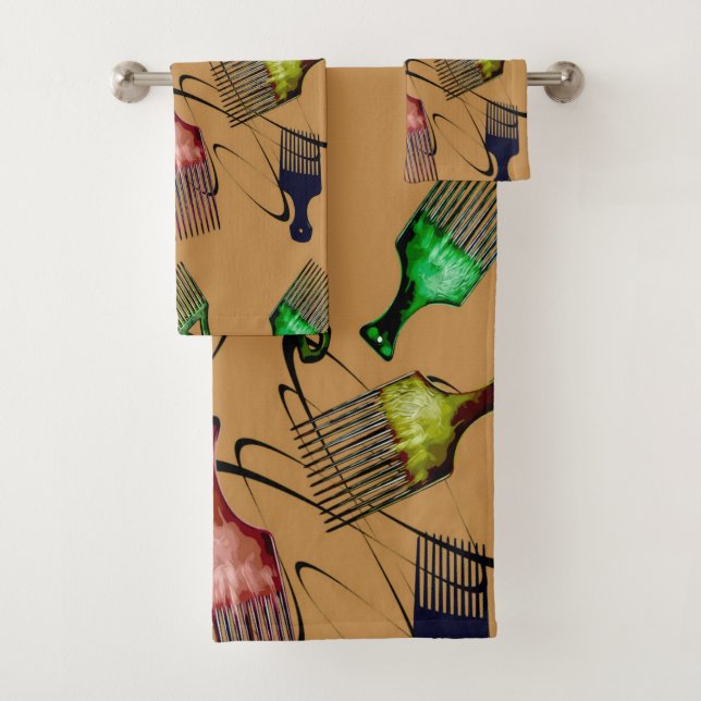 Brown Afro comb (En situation)