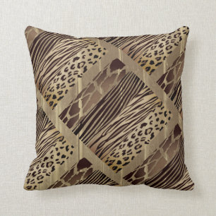 Brown animal rustique imprimé Zebra Coussin de ban