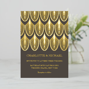 Brown Art Déco or Vintage Foil Invitation