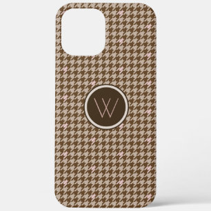 Brown avec Rose Gold Houndstooth Coque-Mate Coque