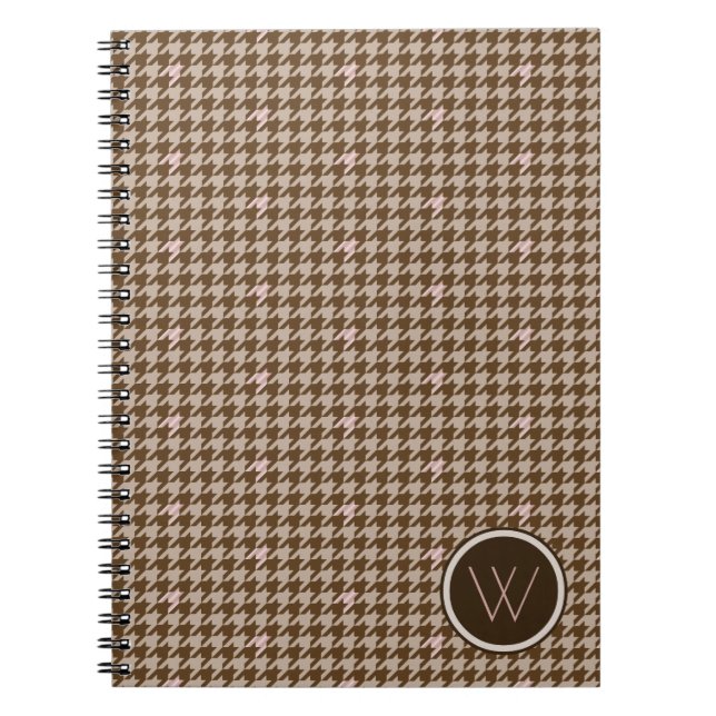 Brown avec Rose or Accent Houndstooth Carnet (Devant)