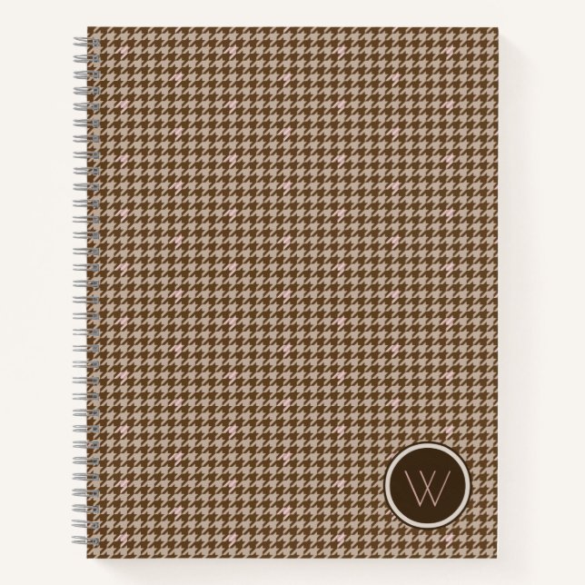 Brown avec Rose or Accent Houndstooth Carnet (Devant)