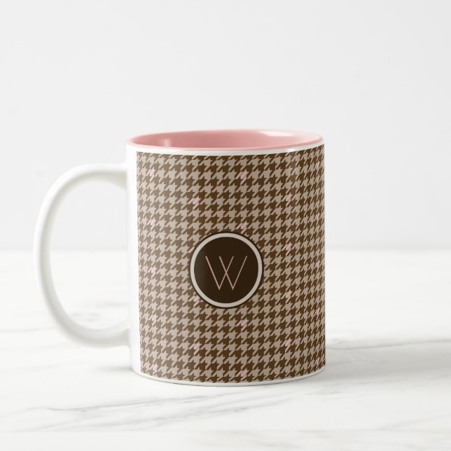 Brown avec Rose or Accent Houndstooth Mug (Gauche)
