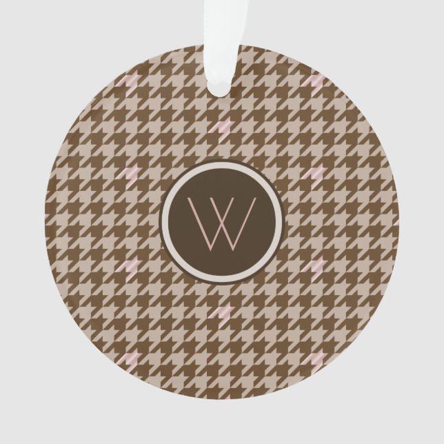 Brown avec Rose or Accent Houndstooth Ornement (devant)