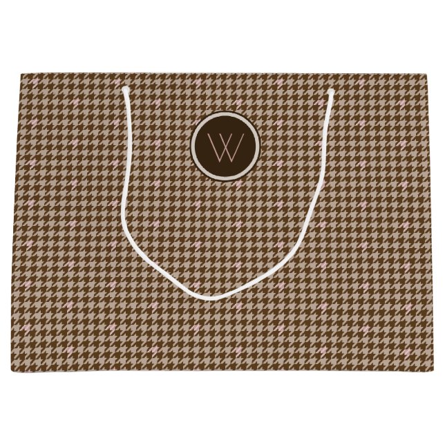 Brown avec sac cadeau Rose Gold Accent Houndstooth (Devant)