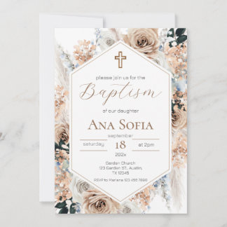 Brown Baptism Invitation