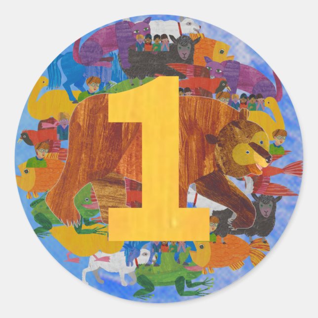 Brown Bear 1st Birthday Sticker (Devant)