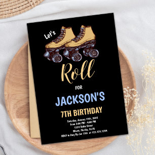 Brown Black Boy Patinage Anniversaire Invitations