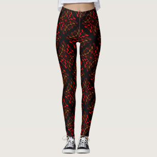 Brown Black Red Ethnic Abstrait Leggings