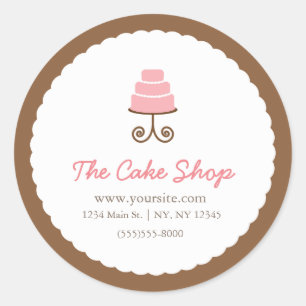 Brown & blanc avec Pink Cake Bakery Sticker Étique