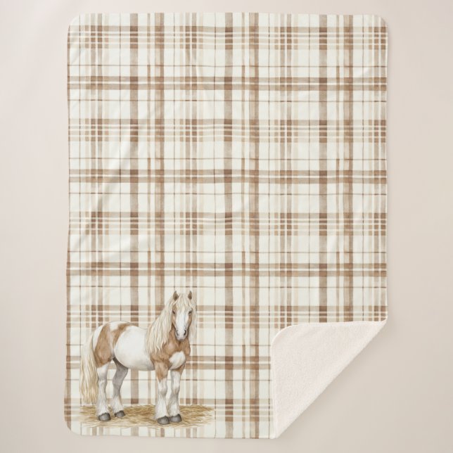 Brown Blanc Horse Plaid Stripes (Devant)