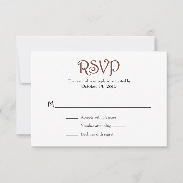 Brown Blanc Plain Simple Mariage Cartes RSVP (Devant)