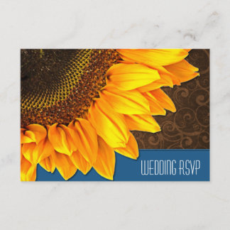 Brown Bleu Pays Tournesol Mariage Cartes RSVP