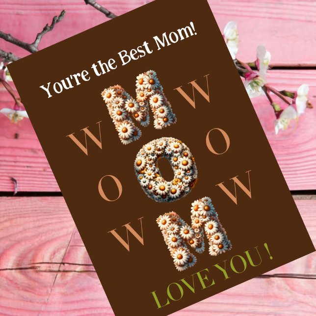 BROWN carte mère de jour avec foto, police fleurie (Créateur téléchargé)