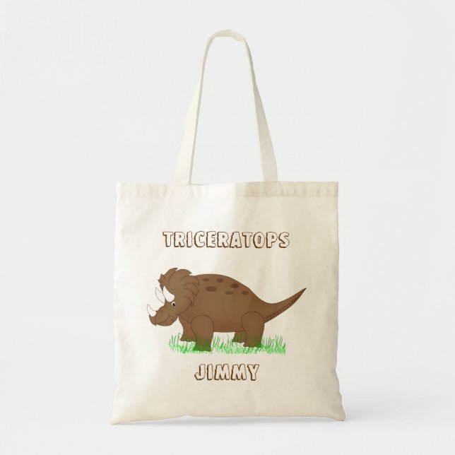 Brown Cartoon Dinosaur Tote Bag (Devant)