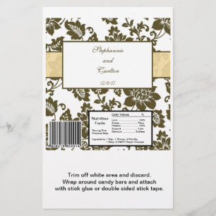 Brown/Creme Floral Mariage damassé Candy Wrapper