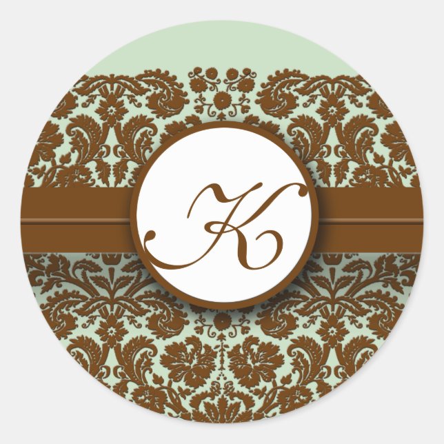 Brown Damask Green Blue -Vous Choisissez Stickers  (Devant)
