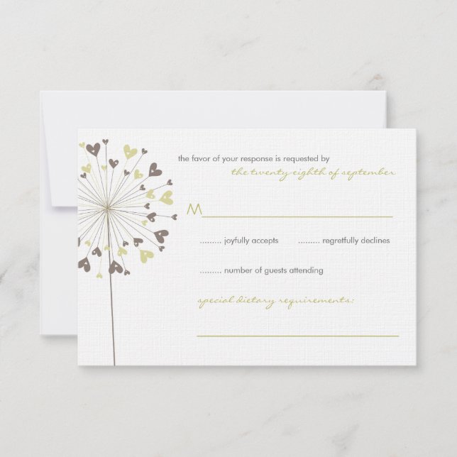 Brown Dandelion Flowers Love Wedding Carte RSVP (Devant)