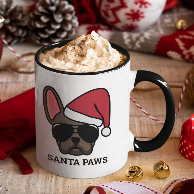 Brown de Noël Chien de taureau Mug (Créateur téléchargé)