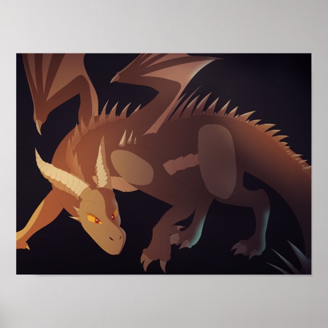 Brown Dragon Fantasy Art Poster (Devant)
