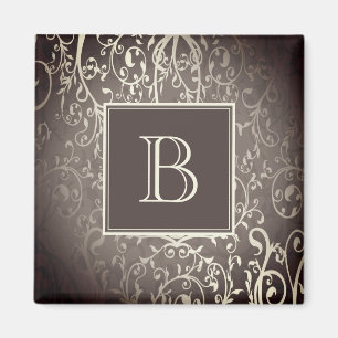Brown Élégant aimant Monogramme