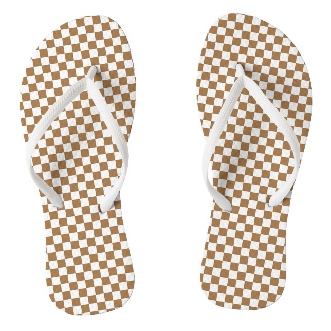 Brown et blanc À damiers tongs (Semelle)