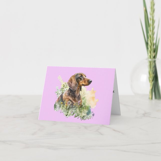 Brown et rouge Dachshund Floral toute carte d'occa (Devant)