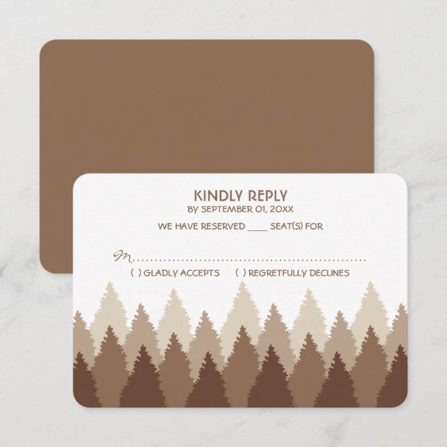 Brown Forest Range Woodland Wedding RSVP (Devant / Derrière)