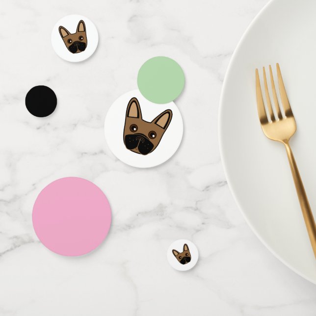 Brown Français Bulldog Face Table Confetti (Groupe)