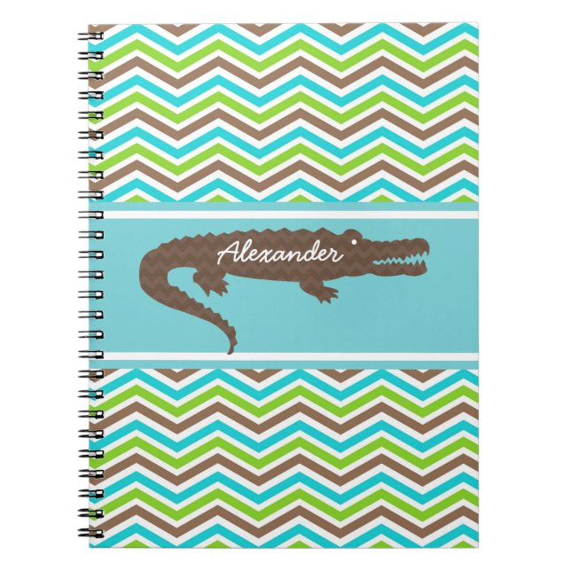Brown Gator sur Chevron Carnet personnalisé (Devant)