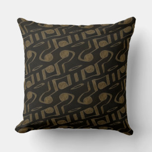 Brown Gold Music Notes Coussin réversible
