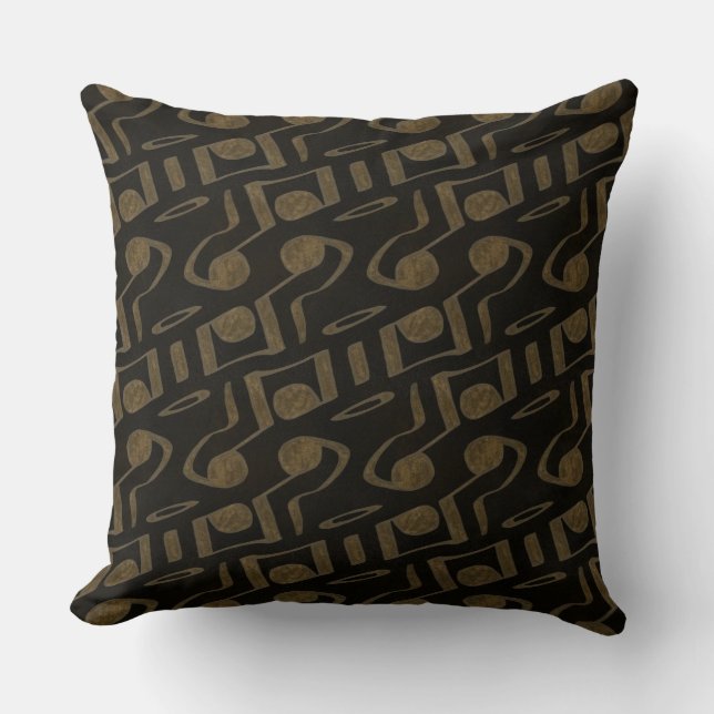Brown Gold Music Notes Coussin réversible (Recto)
