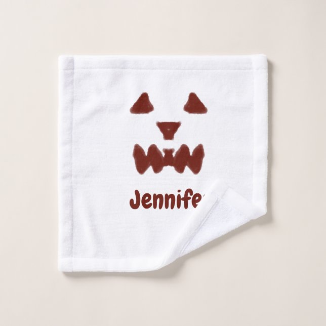 Brown Halloween effrayant visage chute ajouter nom (Gant de toilette)