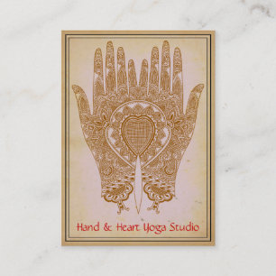 Brown Henna Hands Yoga Studio Carte de visite