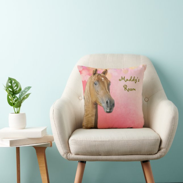 Brown Horse Girls Chambre Coussin personnalisé (Chaise)