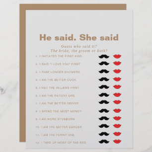 Brown Il Dit Qu'Elle A Dit Fête des mariées Game