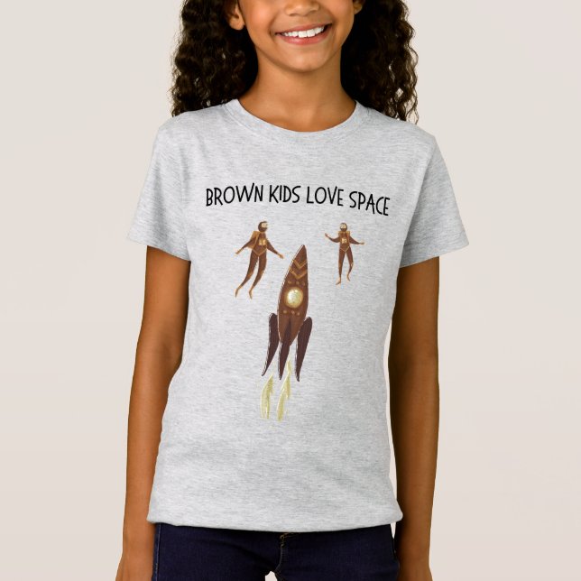 Brown Kids Love Space Kids T-shirt (Devant)