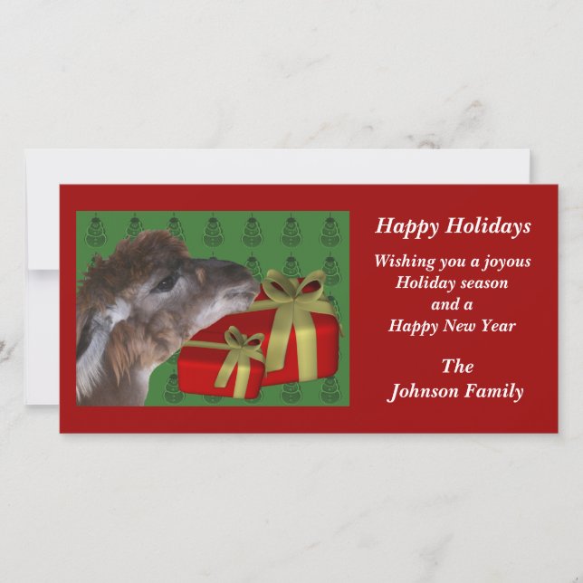 Brown Llama Farm Animal Christmas Carte de vacance (Devant)