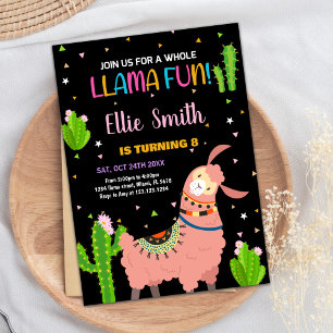 Brown Llama Fun Llama Invitations Anniversaire