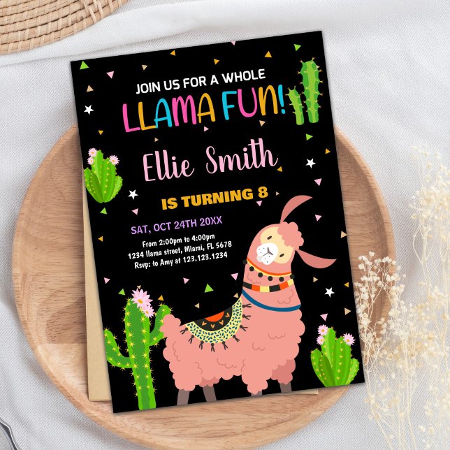 Brown Llama Fun Llama Invitations Anniversaire (Brown Llama Fun Llama Birthday Invitations)