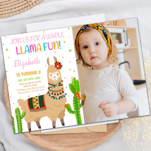 Brown Llama Invitations d'anniversaire avec photo